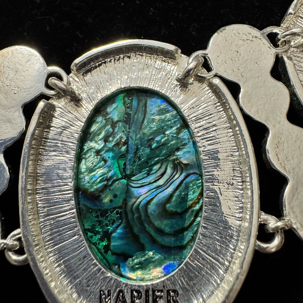 Napier Abstract Green Cabochon Statement Necklace - Picture 2 of 4